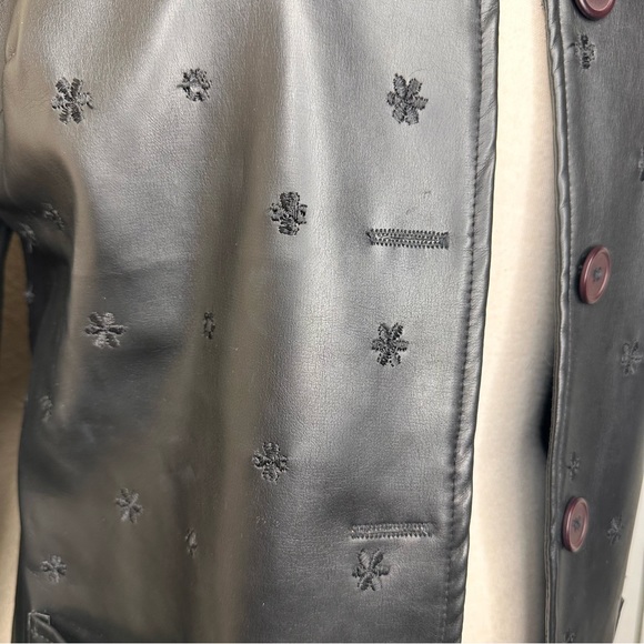 Faux Leather Necessary Objects Flower Accent Jacket - Picture 4 of 10